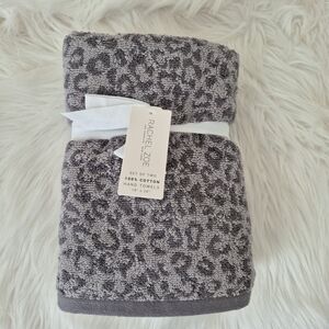 2PC SET RACHEL ZOE 100% COTTON HAND TOWELS 18" x 28" LEOPARD PRINT, NEW
